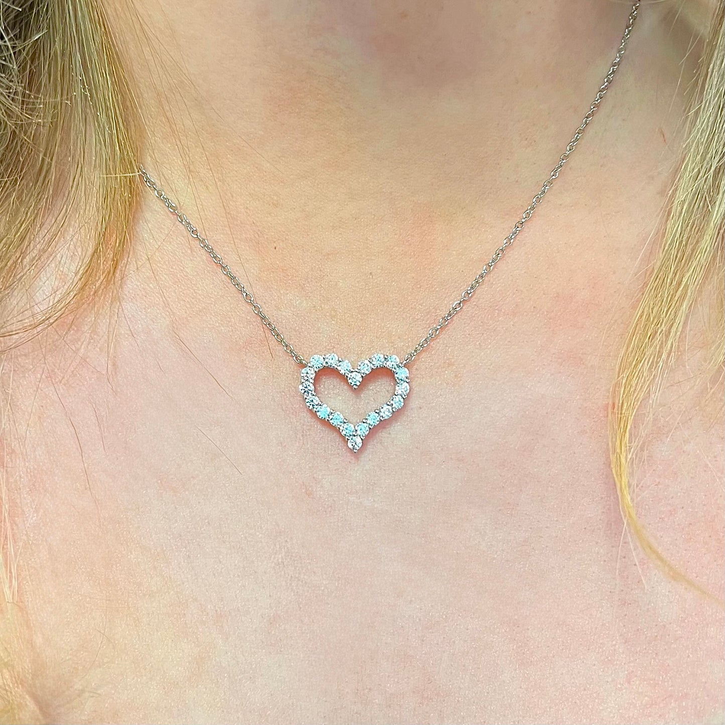 Cubic Zirconia Sterling Silver Heart Necklace