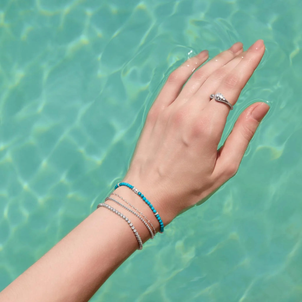Turquoise Silver Beaded Bracelet | Ania Haie