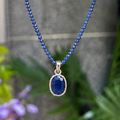 Blue Sapphire Sterling Silver Pendant Beaded Necklace