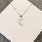 Cubic Zirconia Sterling Silver Moon Necklace
