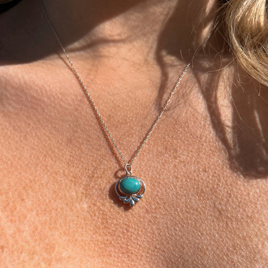 Sterling Silver Dainty Turquoise Necklace