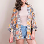 Blue & Orange Oversized Short Kimono Jacket - Jungle | Powder Accessories