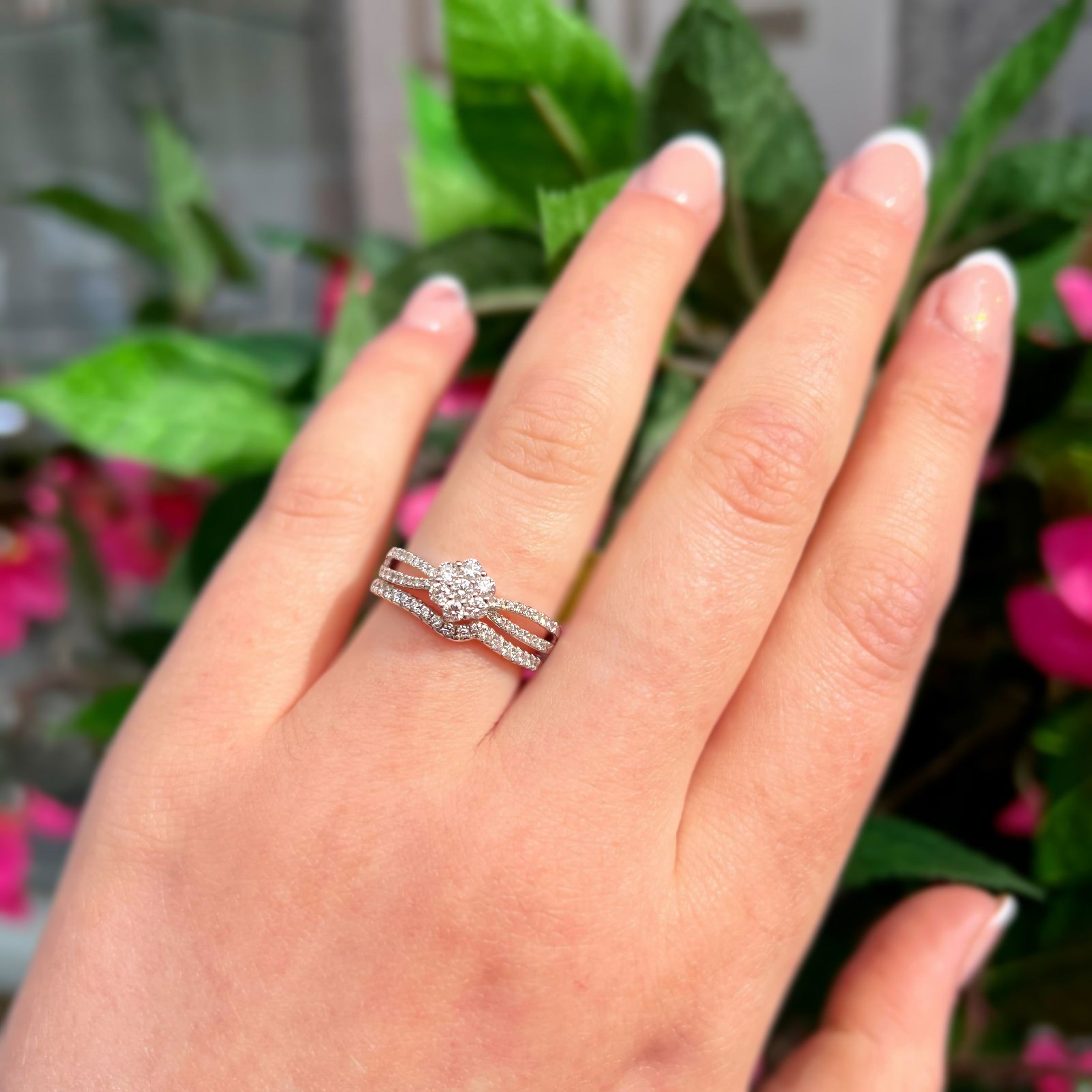 Diamond Platinum Wave Ring | Size L