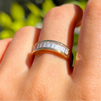 Baguette Cut Tension Set Cubic Zirconia 9ct Yellow Gold Band Ring | Size N ½