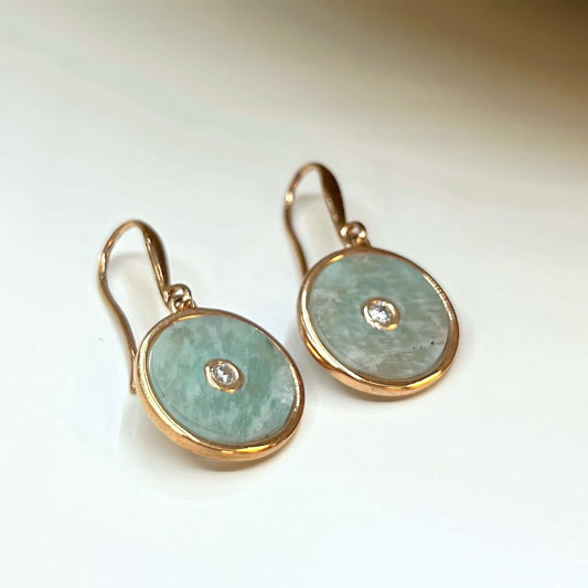 ‘Unique & Co.’ Sterling Silver 9ct Gold Plated Turquoise & Cubic Zirconia Drop Earrings