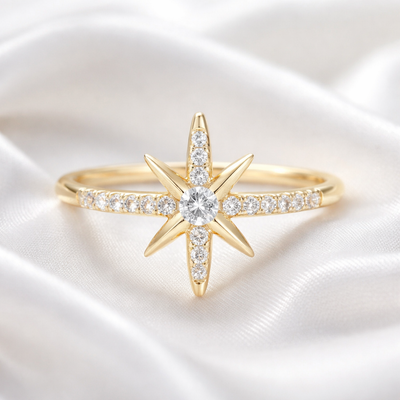 Pre-Order | Gold on Silver Eight-Pointed Star Ring | Ania Haie