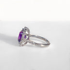 'The Elizabeth' Amethyst and Diamond 18ct White Gold Dress Ring | Size N ½