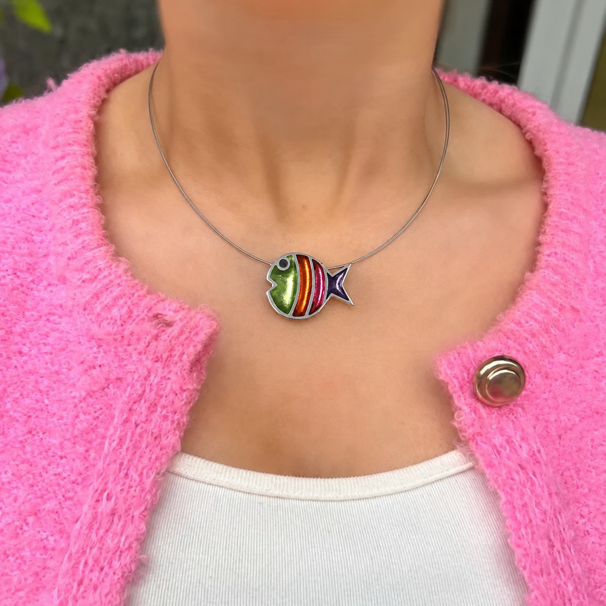 Sherbet Stripe Bubble Fish Necklace | Watch This Space