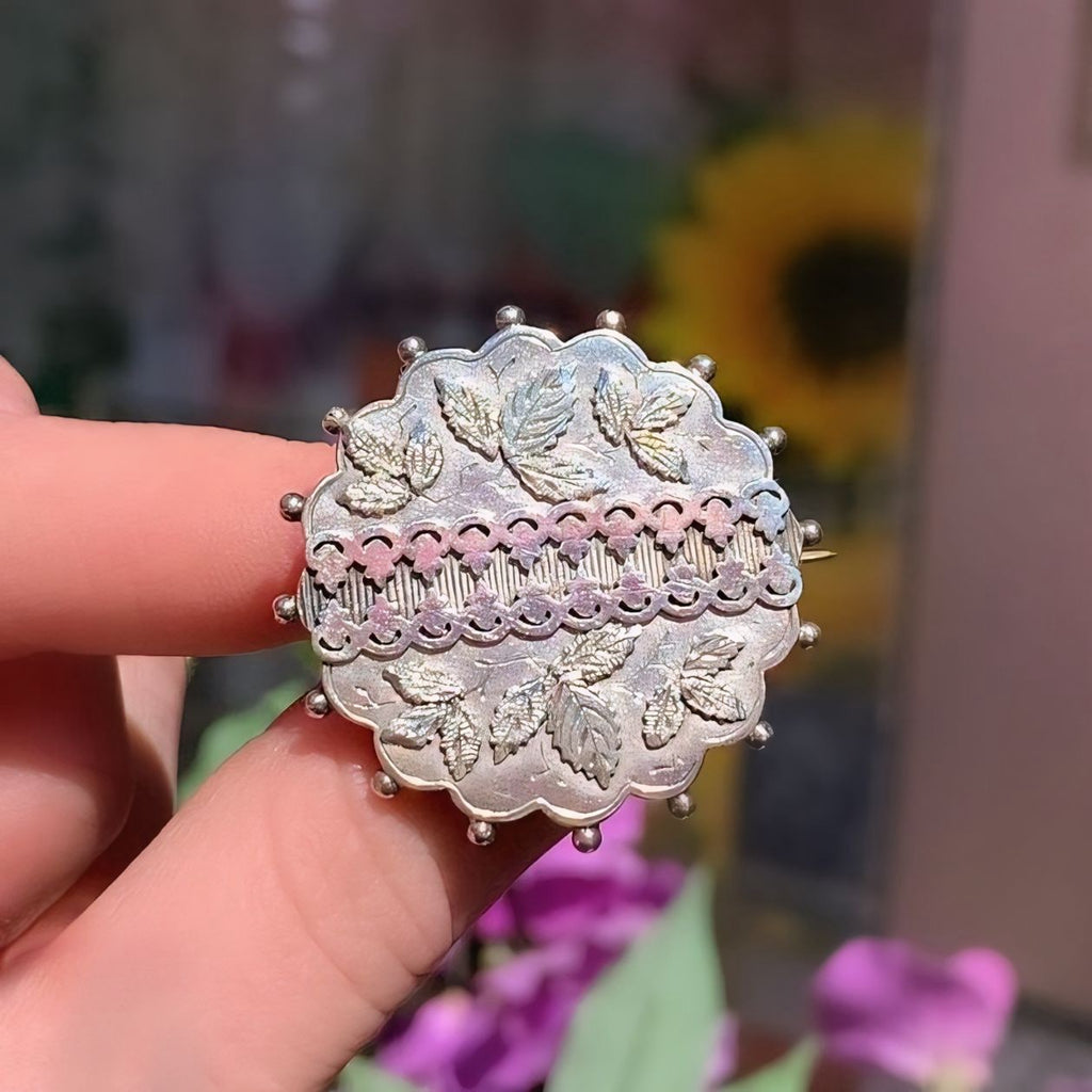 Victorian Sterling Silver Nature Inspired Brooch