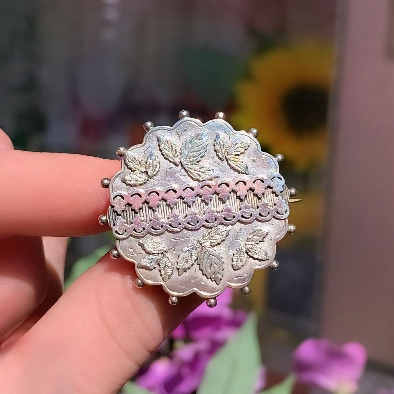 Victorian Sterling Silver Nature Inspired Brooch