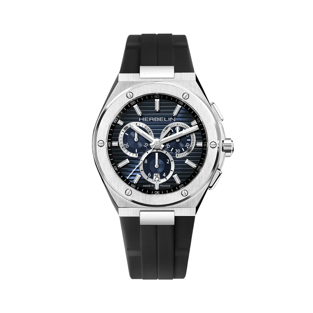 Herbelin Cap Camart Gents Stainless Steel Black Strap Blue Dial Watch