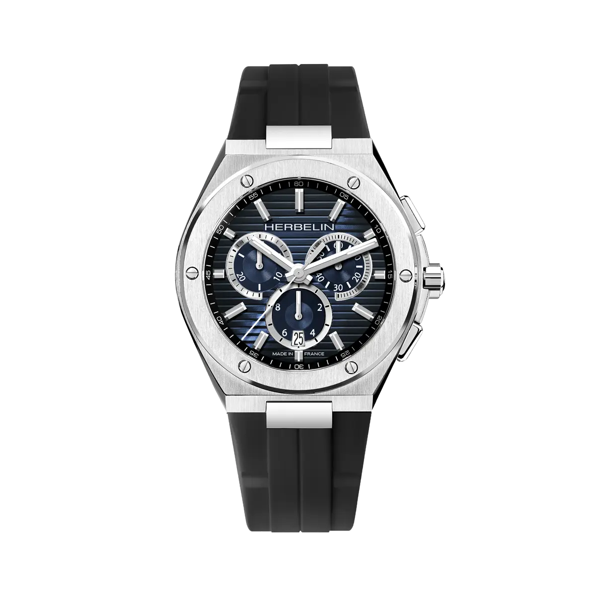Herbelin Cap Camart Gents Stainless Steel Black Strap Blue Dial Watch