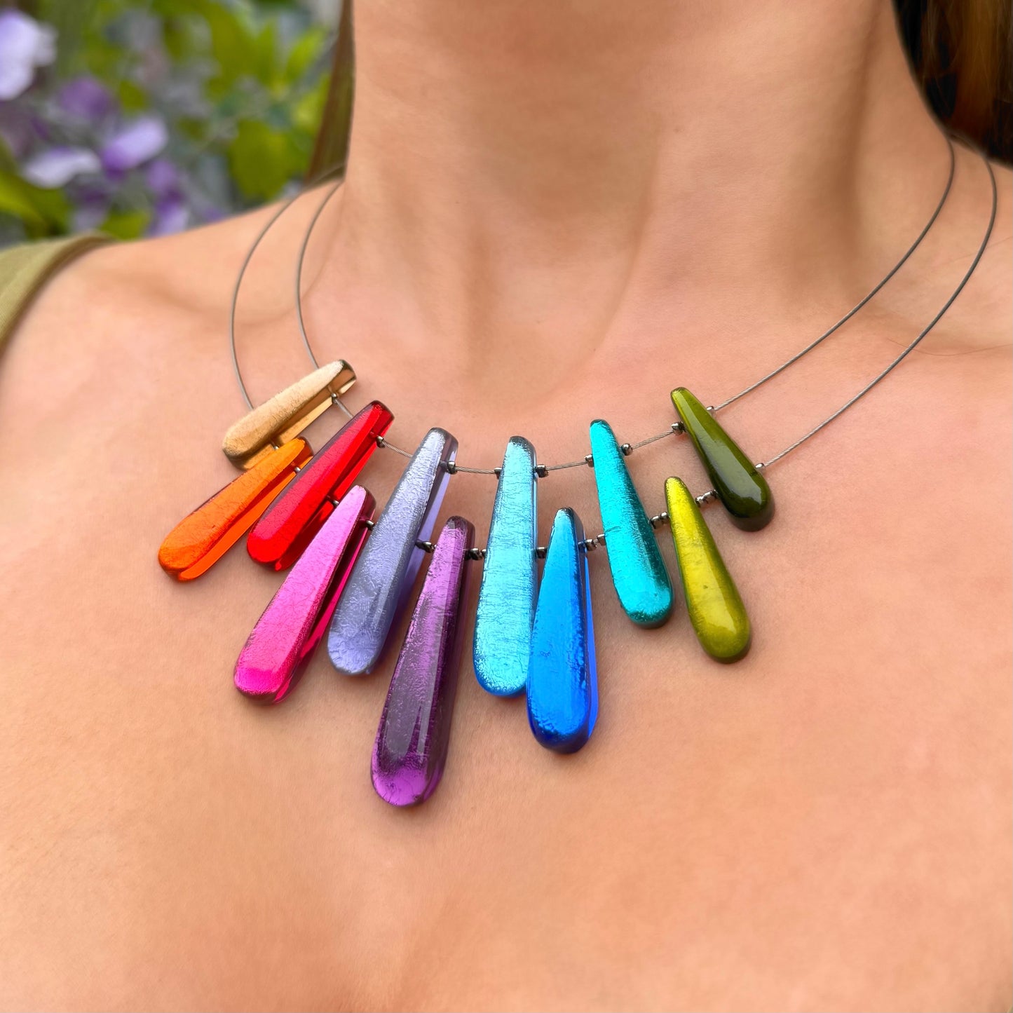 ‘Watch This Space’ Rainbow Teardrop Necklace