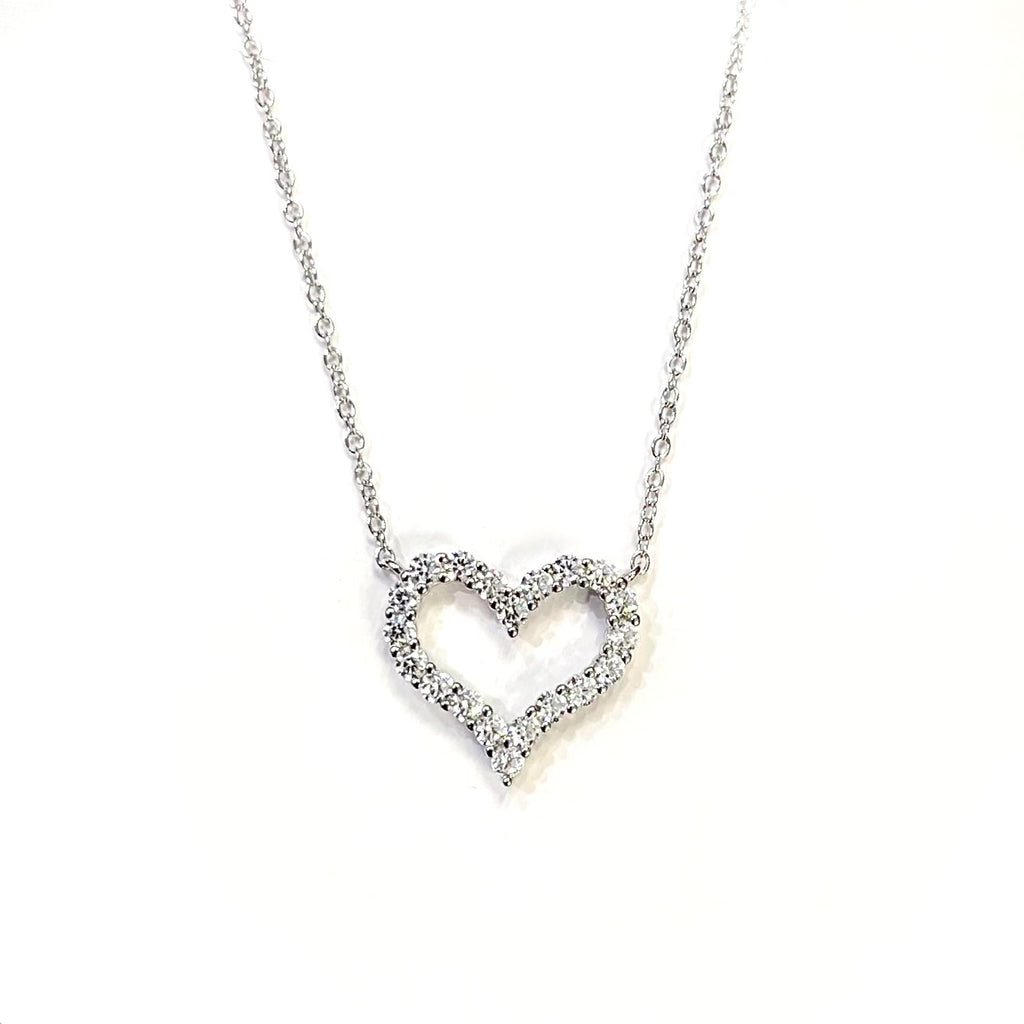 Cubic Zirconia Sterling Silver Heart Necklace