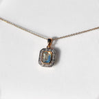 Aquamarine and Diamond Dainty Art Deco Inspired 9ct Yellow Gold Necklace