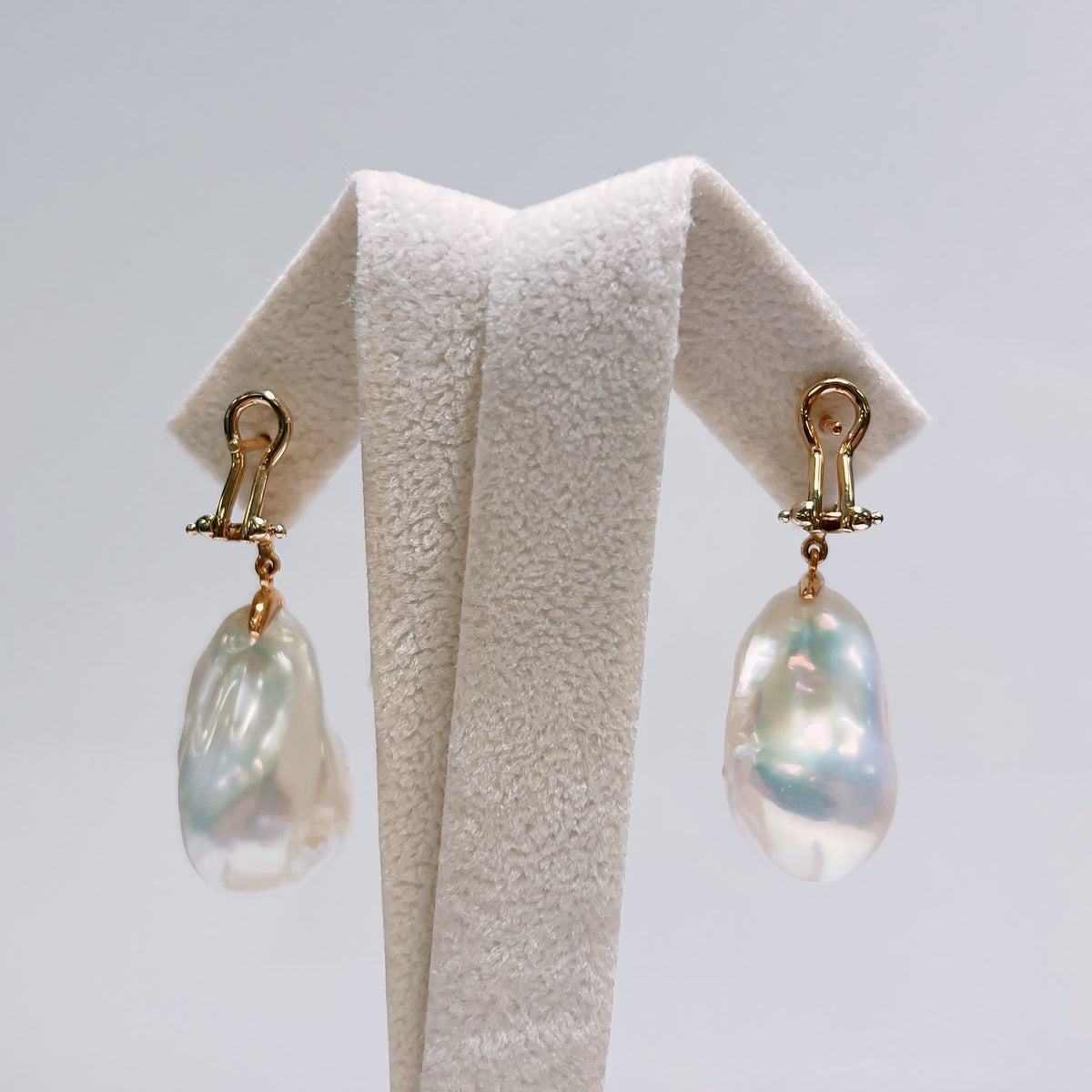 Diamond & Large Baroque Pearl 18ct Rose Gold Drop Earrings