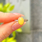 Yellow Butterscotch Amber Sterling Silver Ring | Size I