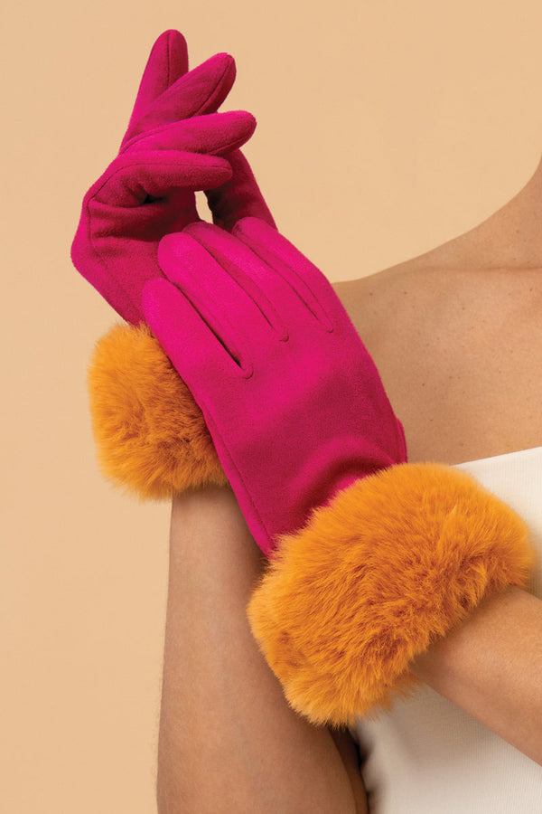 Powder Accessories Bettina Gloves - Magenta & Mustard
