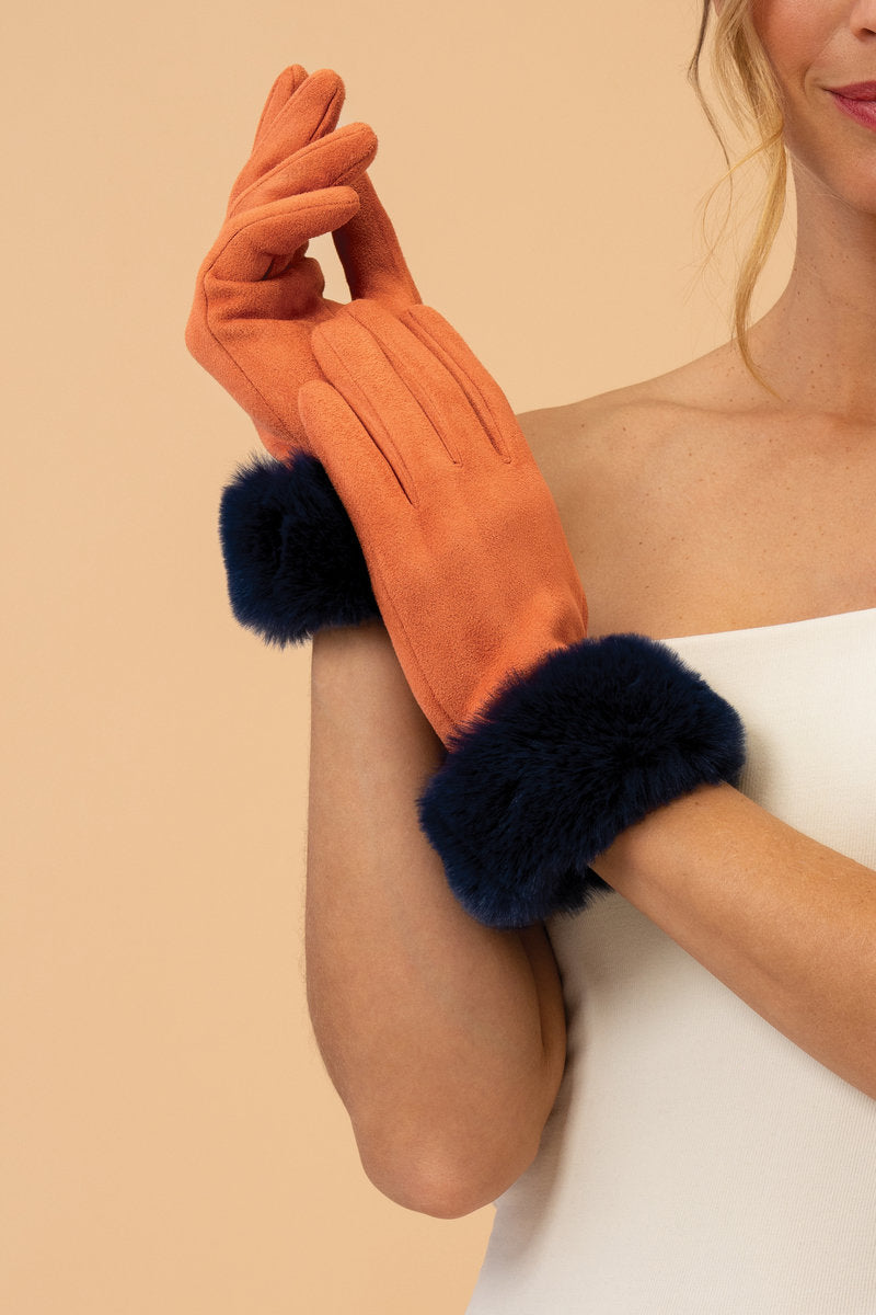 Powder Accessories Bettina Gloves - Tangerine & Navy