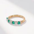 Emerald and Diamond Dainty 9ct Yellow Gold Eternity Ring | Size O