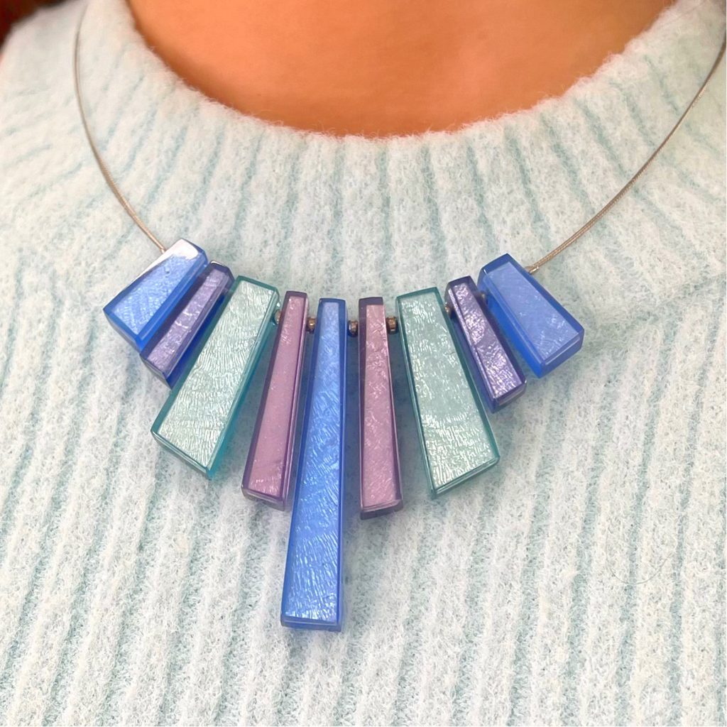Pre-Order | Blue and Purple Art Deco Shard Necklace | Watch This Space