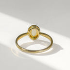 Oval Opal and Diamond 9ct Yellow Gold Halo Ring | Size O