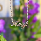 Sterling Silver Personalised Script Name Dropper Necklace | Made to Order