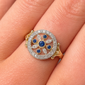Victorian Inspired Sapphire and Diamond 9ct Yellow Gold Ring | Size L ½
