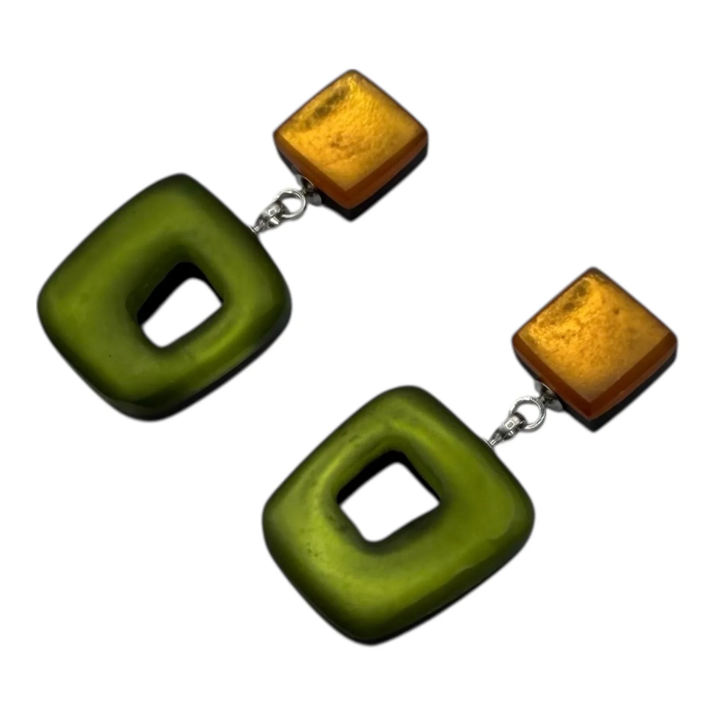 Pre-Order | Pistachio Hollow Square Drop Earrings | Watch This Space