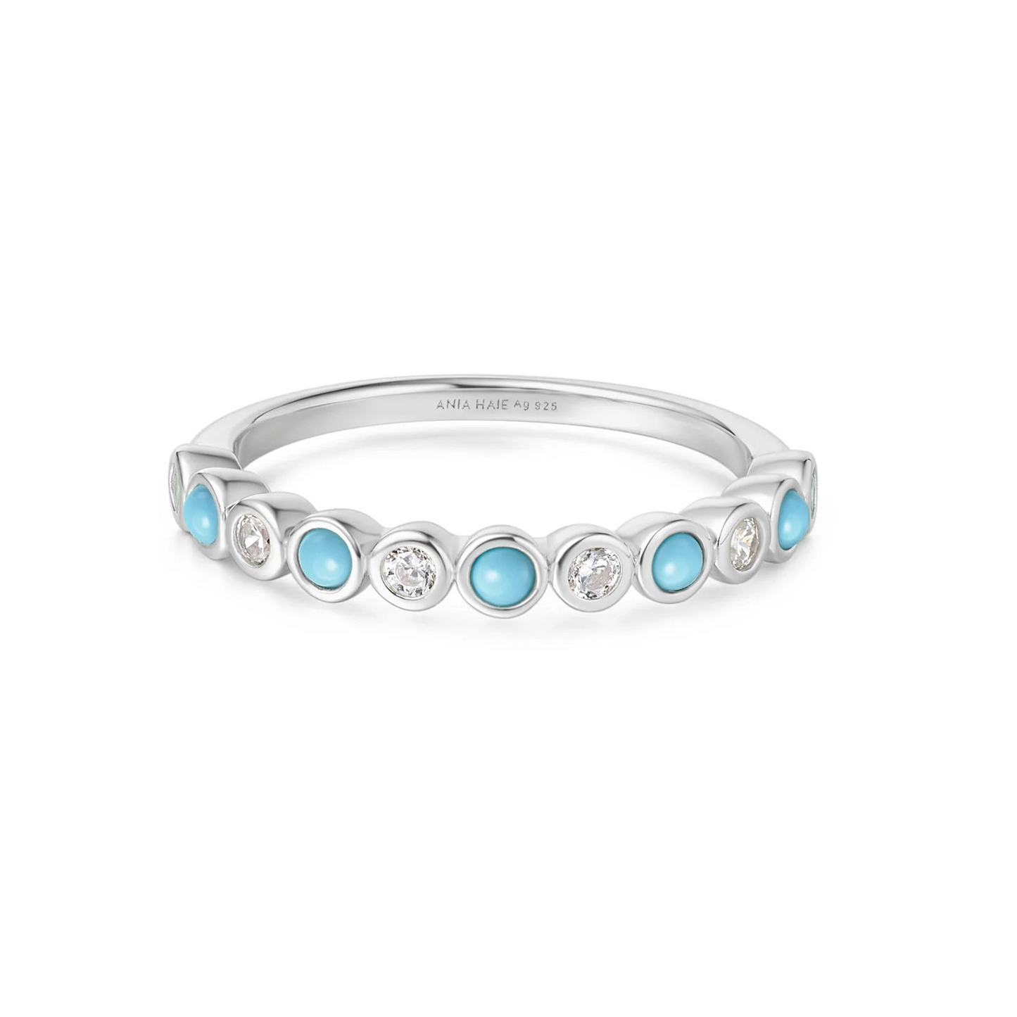 Ania Hae Silver Turquoise & Cubic Zirconia Ring - Size O