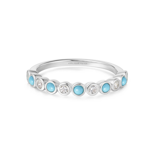 Ania Hae Silver Turquoise & Cubic Zirconia Ring - Size O