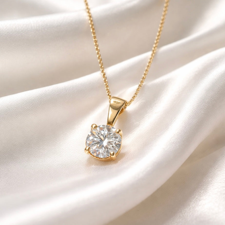Lab-Grown Diamond 9ct Yellow Gold Solitaire Necklace