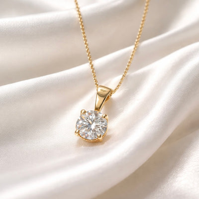 Lab-Grown Diamond 9ct Yellow Gold Solitaire Necklace