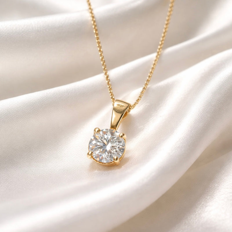 9ct Yellow Gold LAB GROWN Diamond Solitaire Necklace