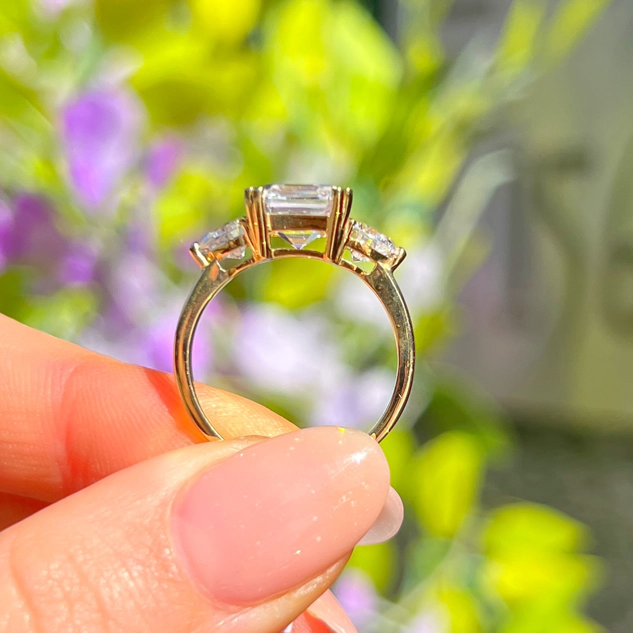 9ct Yellow Gold Princess Cut Cubic Zirconia Ring - Size N