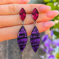 Pink & Purple Aztec Petal Double Drop Earrings | Watch This Space