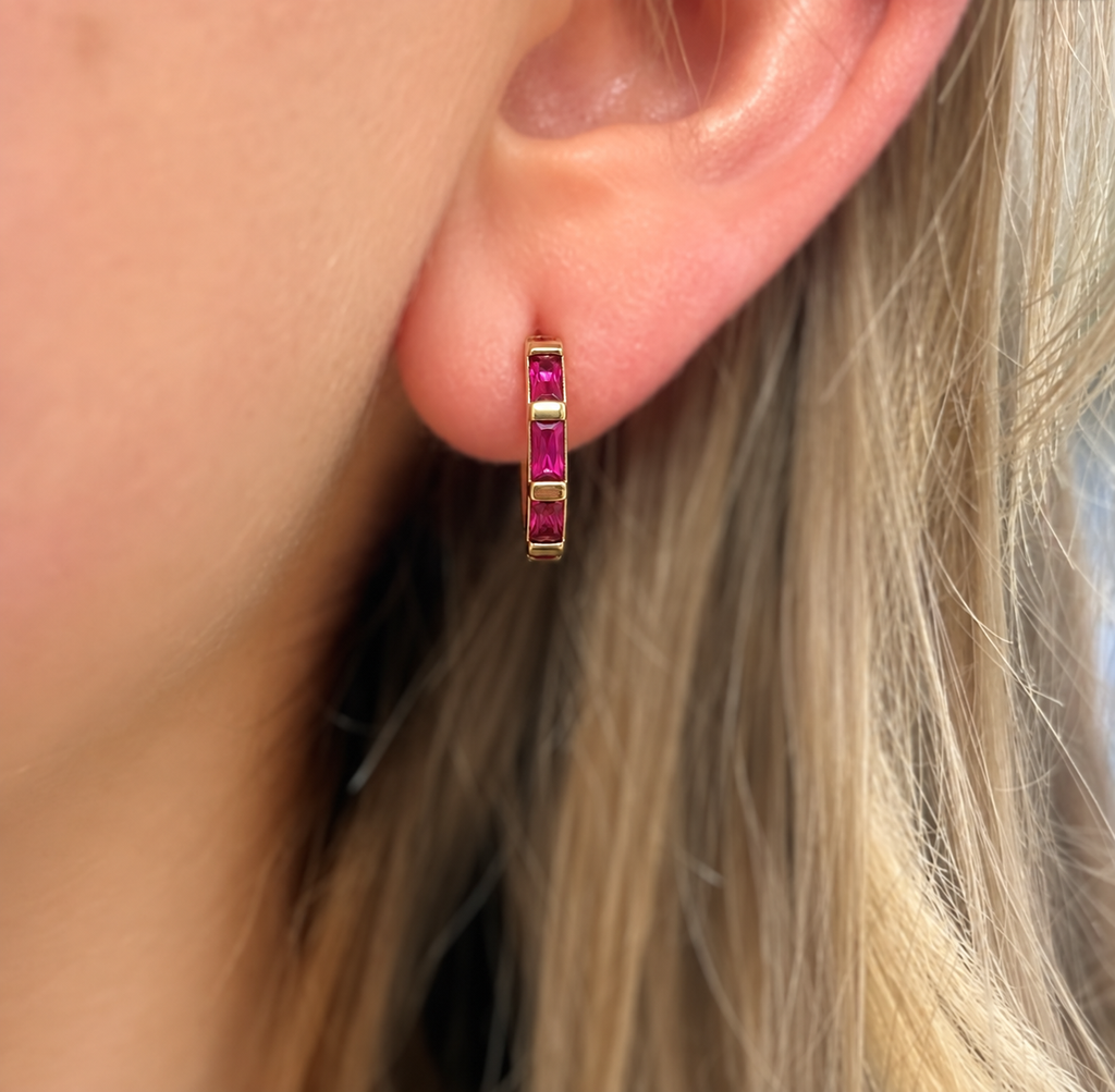 14ct Gold Plated Rosé Holiday Huggie Hoop Earrings | Ania Haie