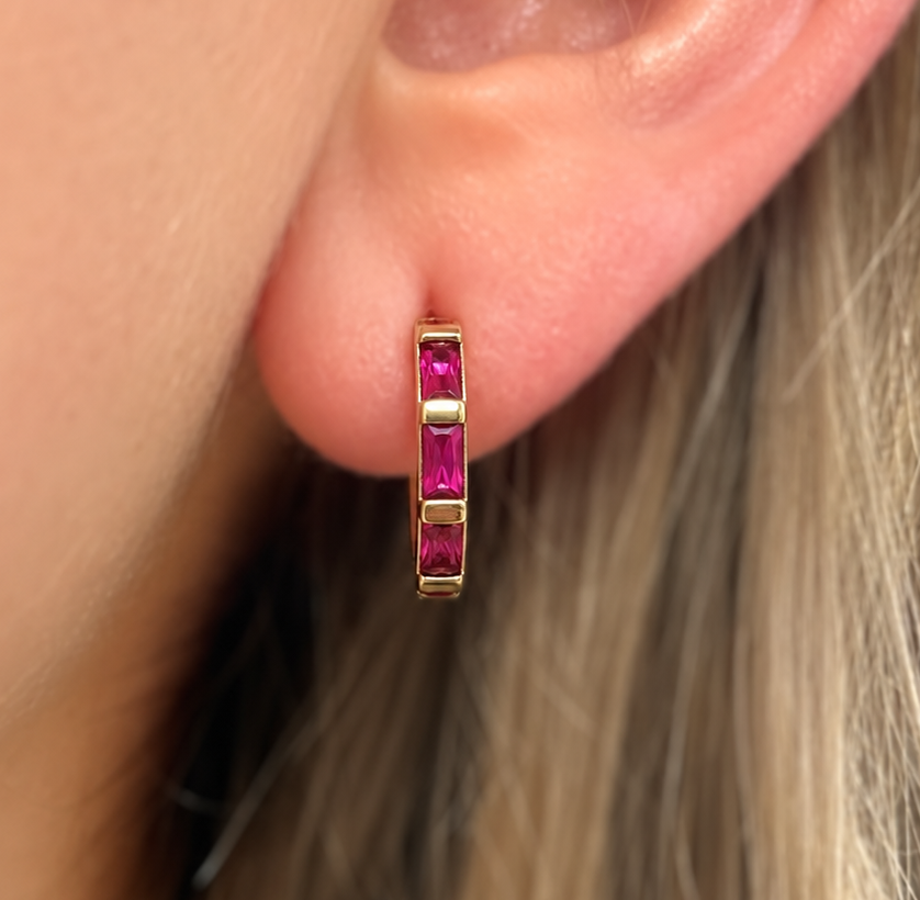 14ct Gold Plated Rosé Holiday Huggie Hoop Earrings | Ania Haie