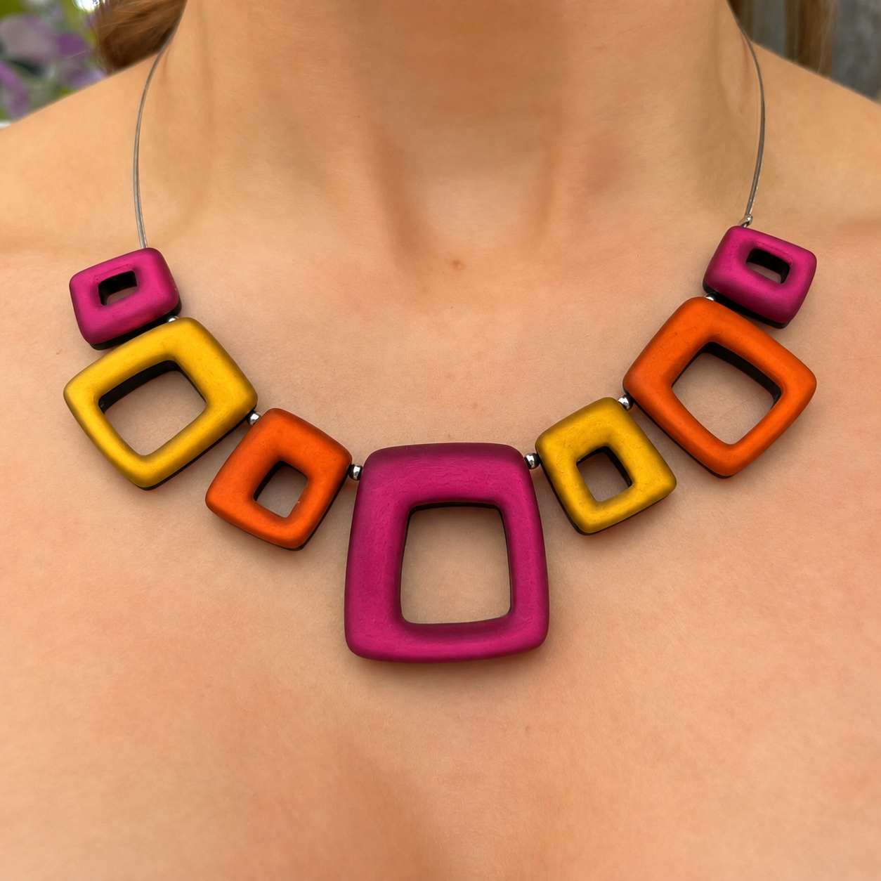 Pre-Order | Tropical Hollow Squares Necklace | Watch This Space