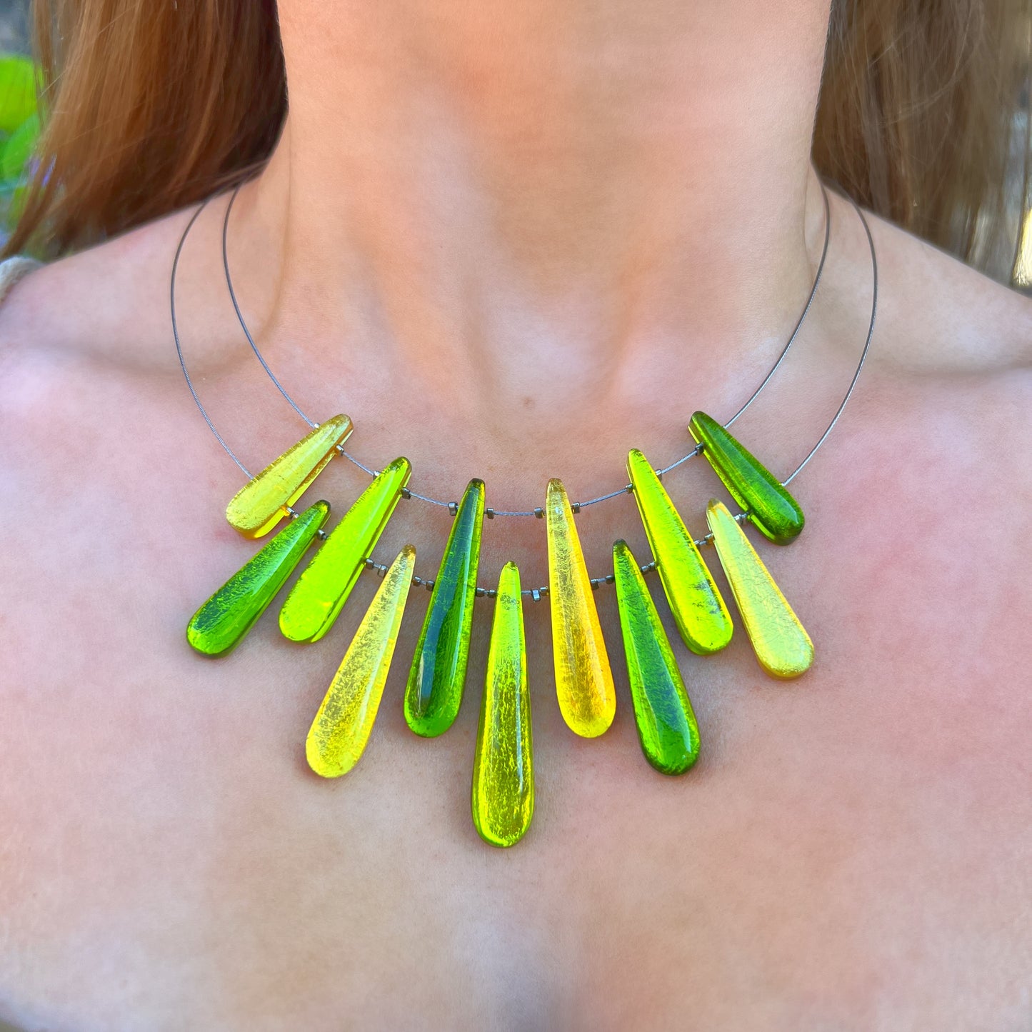 ‘Watch This Space’ Green Icicle Necklace