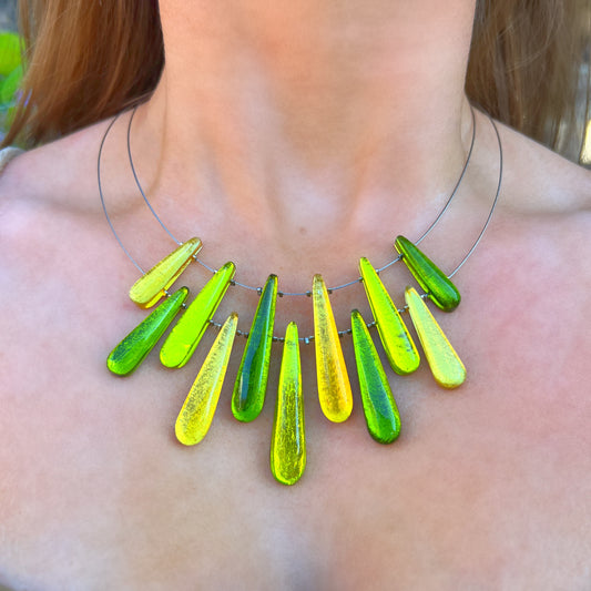 ‘Watch This Space’ Green Icicle Necklace