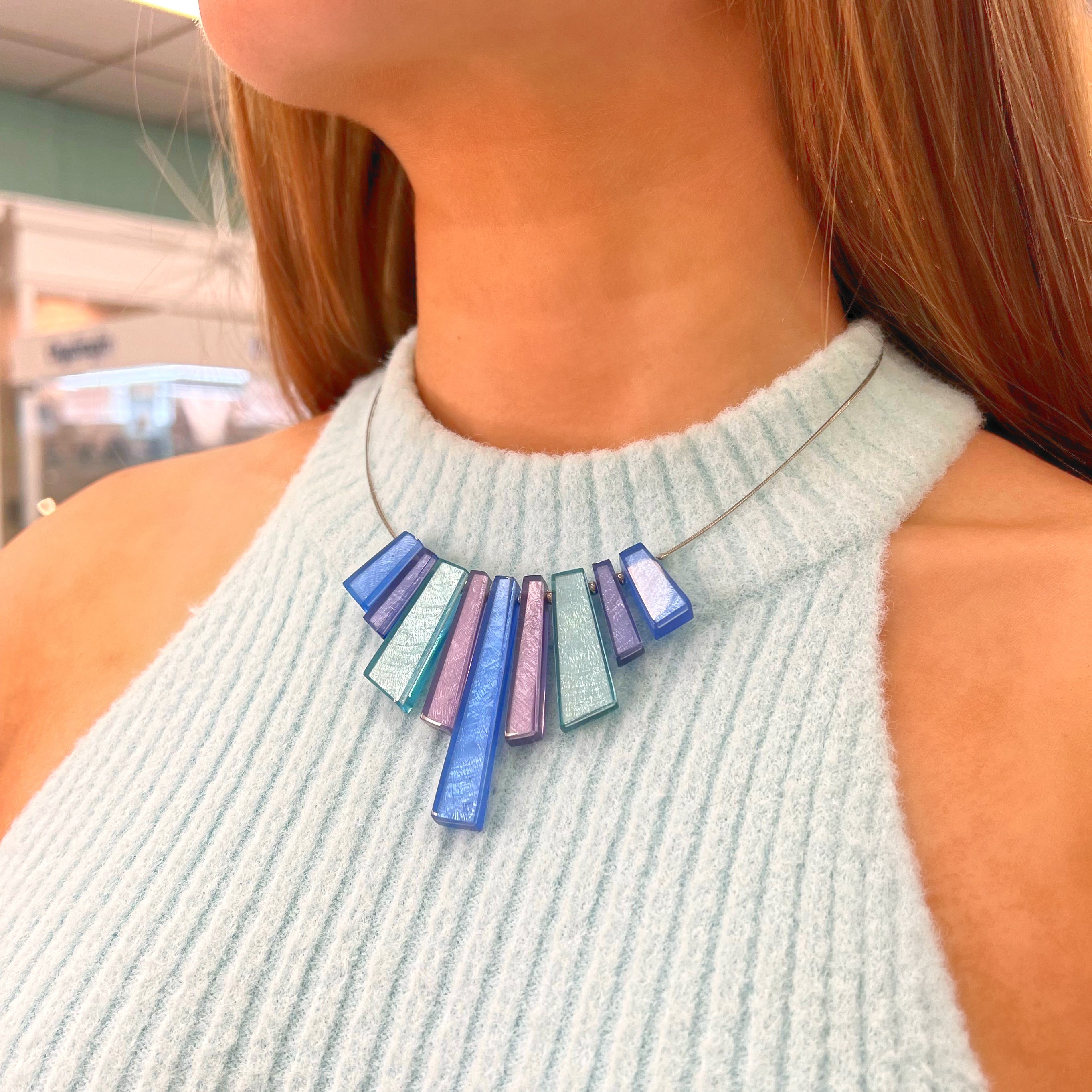 Pre-Order | Blue and Purple Art Deco Shard Necklace | Watch This Space