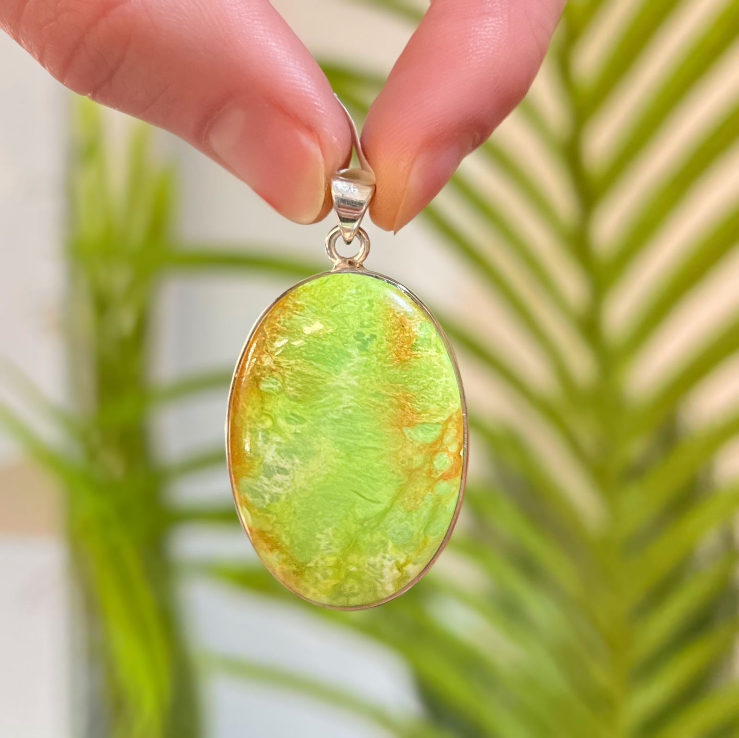 RARE Sterling Silver Gaspeite Pendant