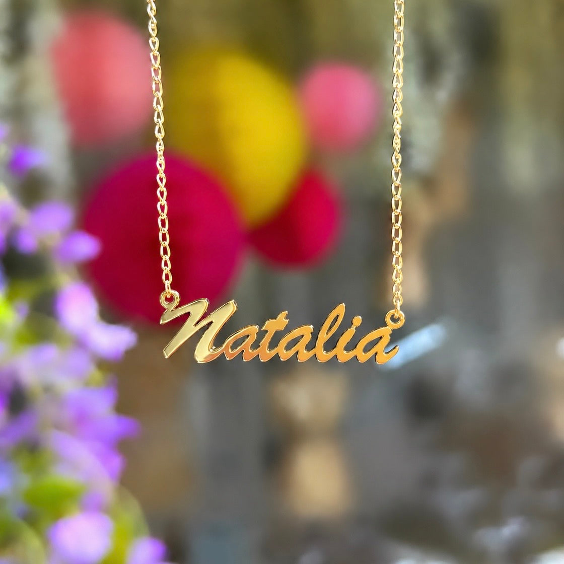 Made to Order Personalised 9ct Gold Script Name Dropper Necklace