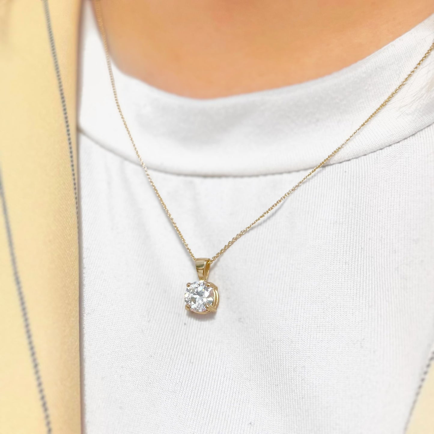 9ct Yellow Gold LAB GROWN Diamond Solitaire Necklace