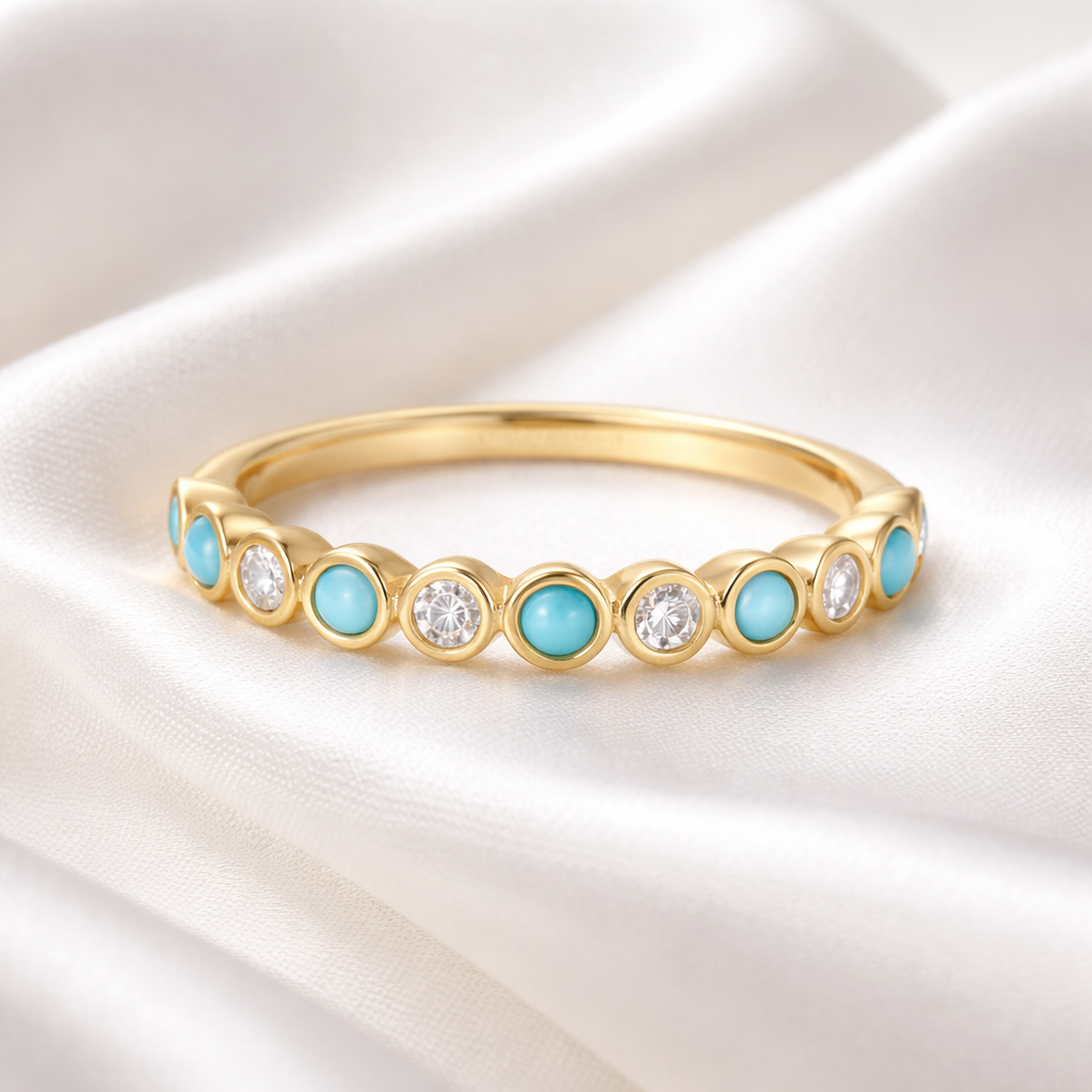 Turquoise & Cubic Zirconia Gold Ring | Size M ½ | Ania Haie