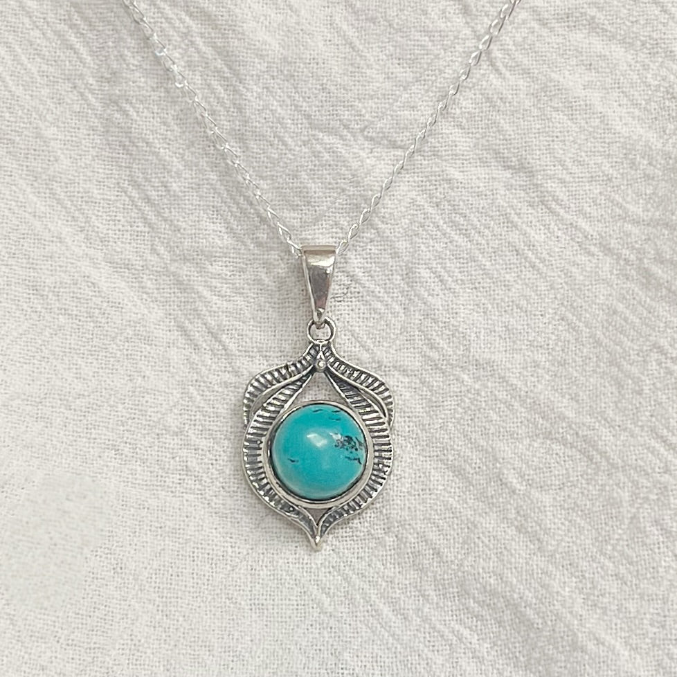 Sterling Silver Nature-Inspired Turquoise Necklace