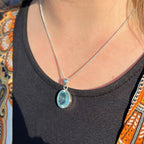 Oval Aquamarine Sterling Silver Pendant