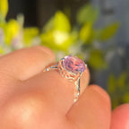 Swirly Oval Faceted Amethyst Sterling Silver Ring | Size L