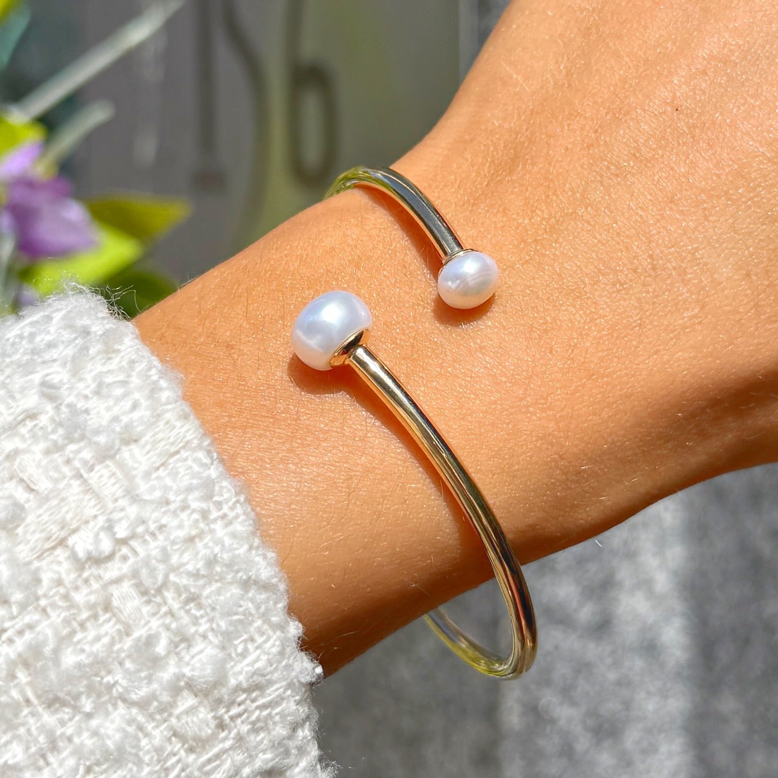 Freshwater Pearl 9ct Gold Plated Twist Bracelet